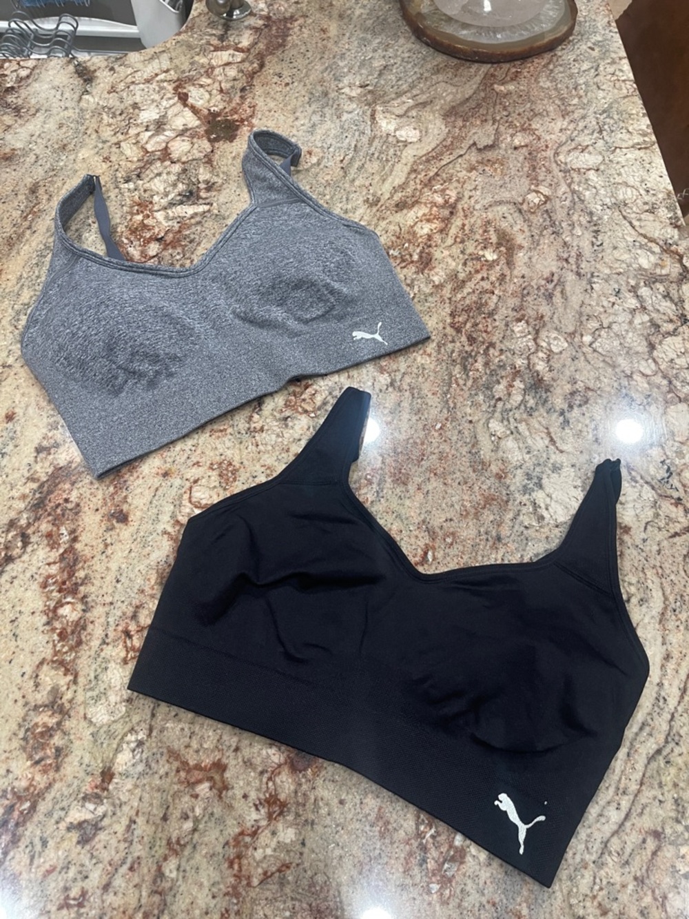 Puma Seamless Sports Bras Duo in Black & Gray S:L